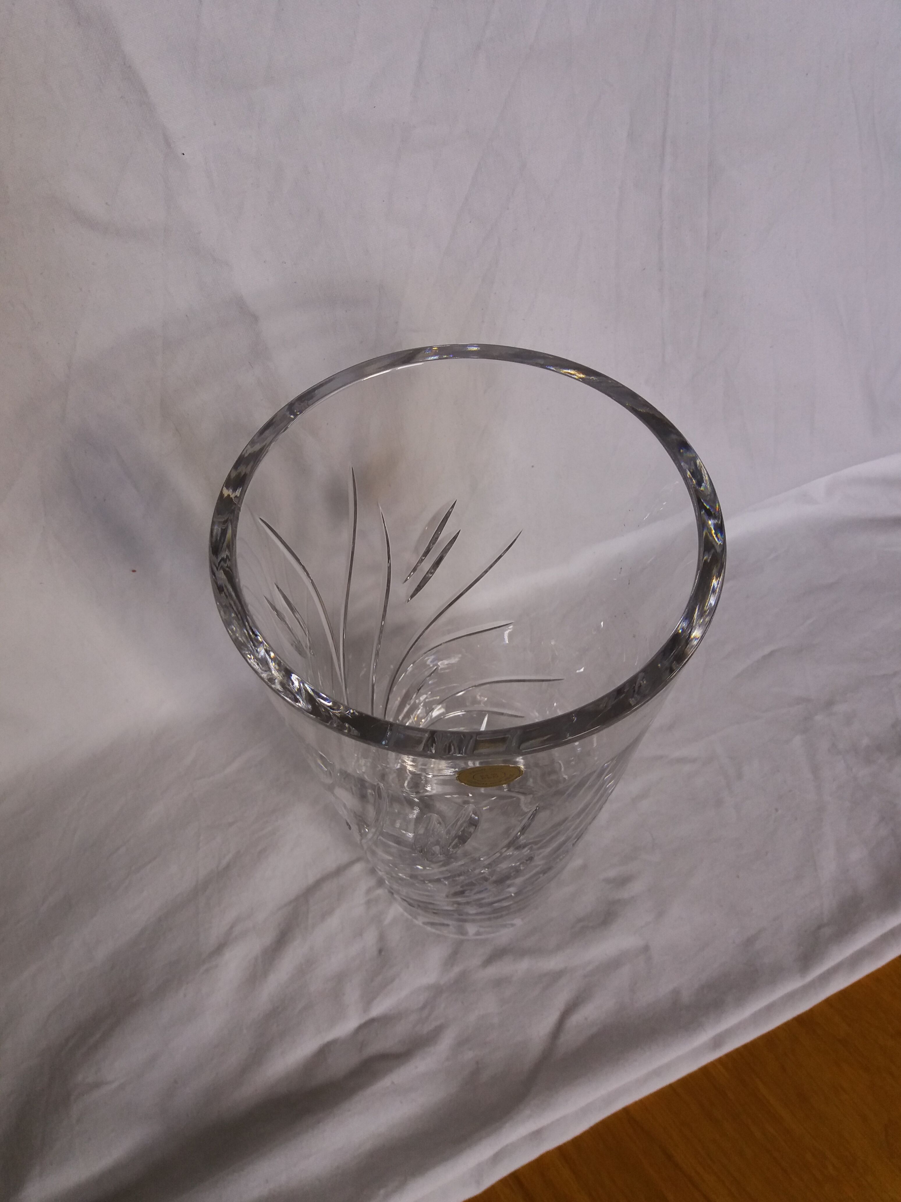 Bohemian crystal vase stamped Crystal Bohemia