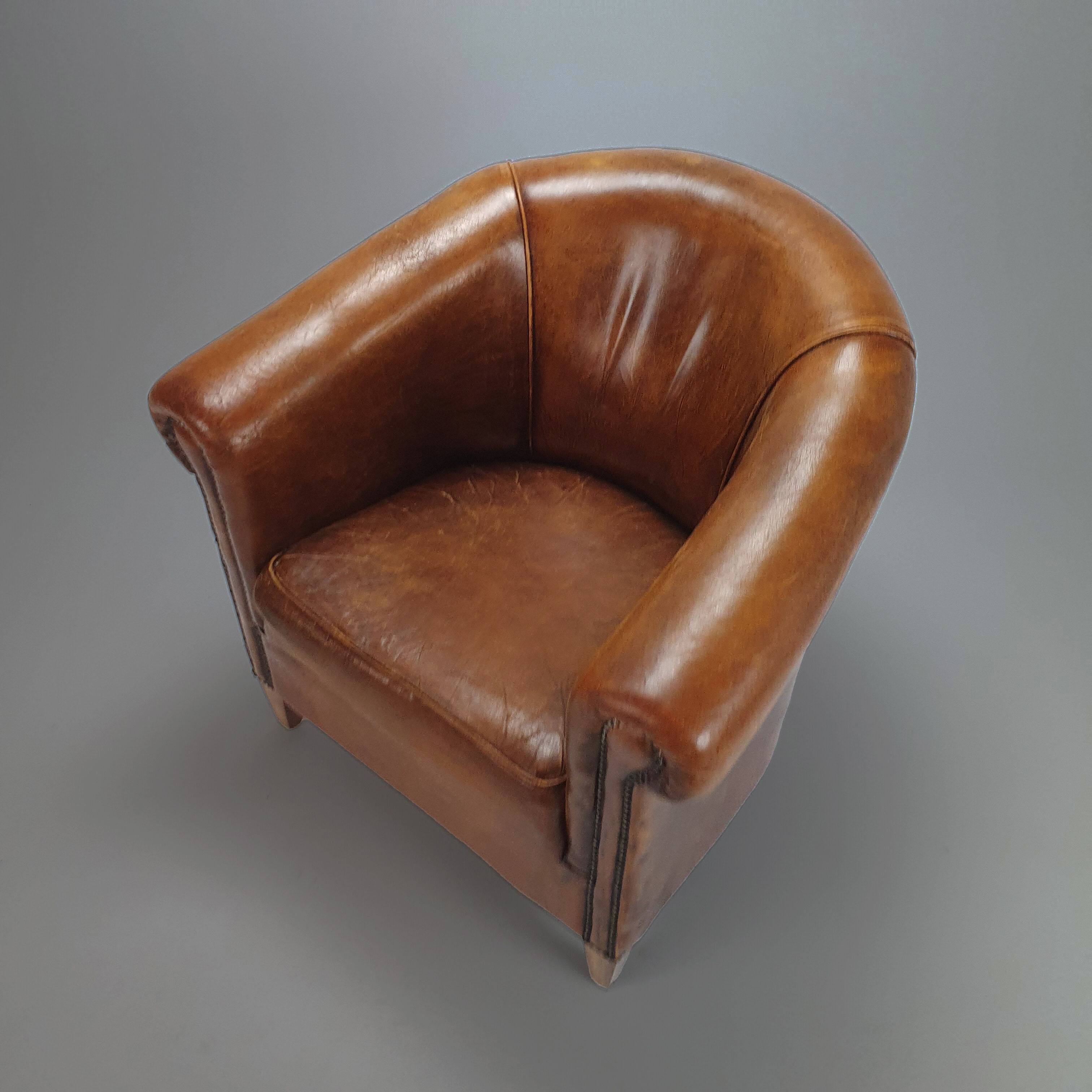 Vintage leather club chair, 1970s