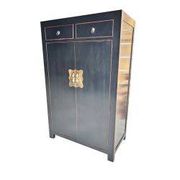 Armoire chinoise noire tiroirs hauts