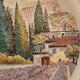 Decorative flat plate in Castelroux porcelain. Provencal scene, Landscape of Provence France