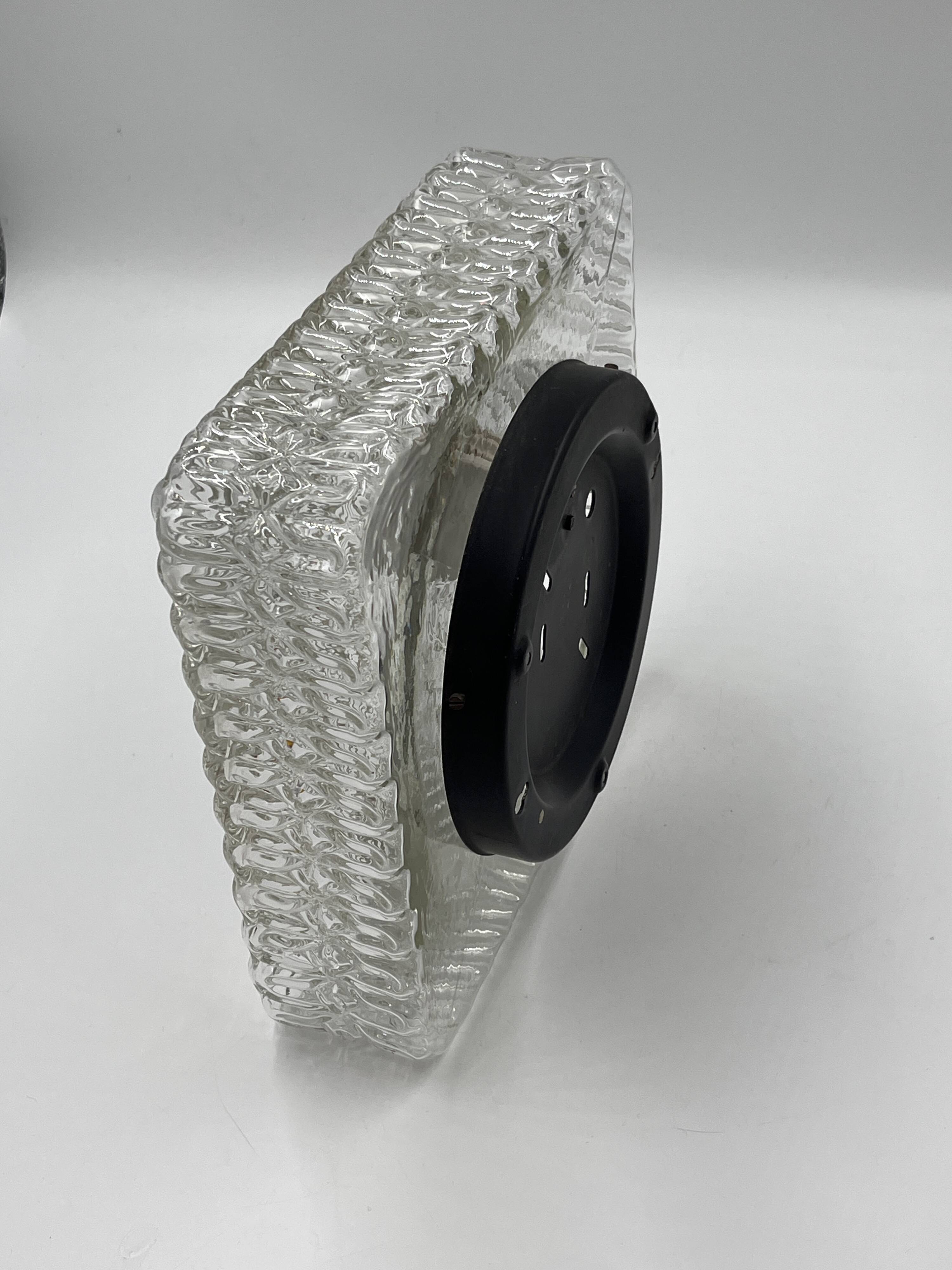 Square ceiling light in embossed molded glass