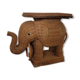 Bout de canapé en forme d'éléphant en rotin dans le gout de Viva Del Sud 1970
