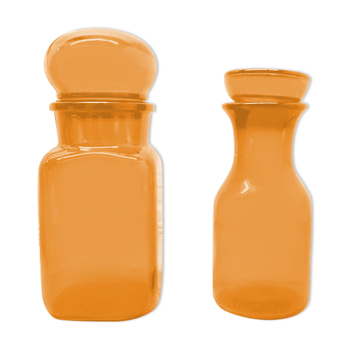 Duo amber glass jars