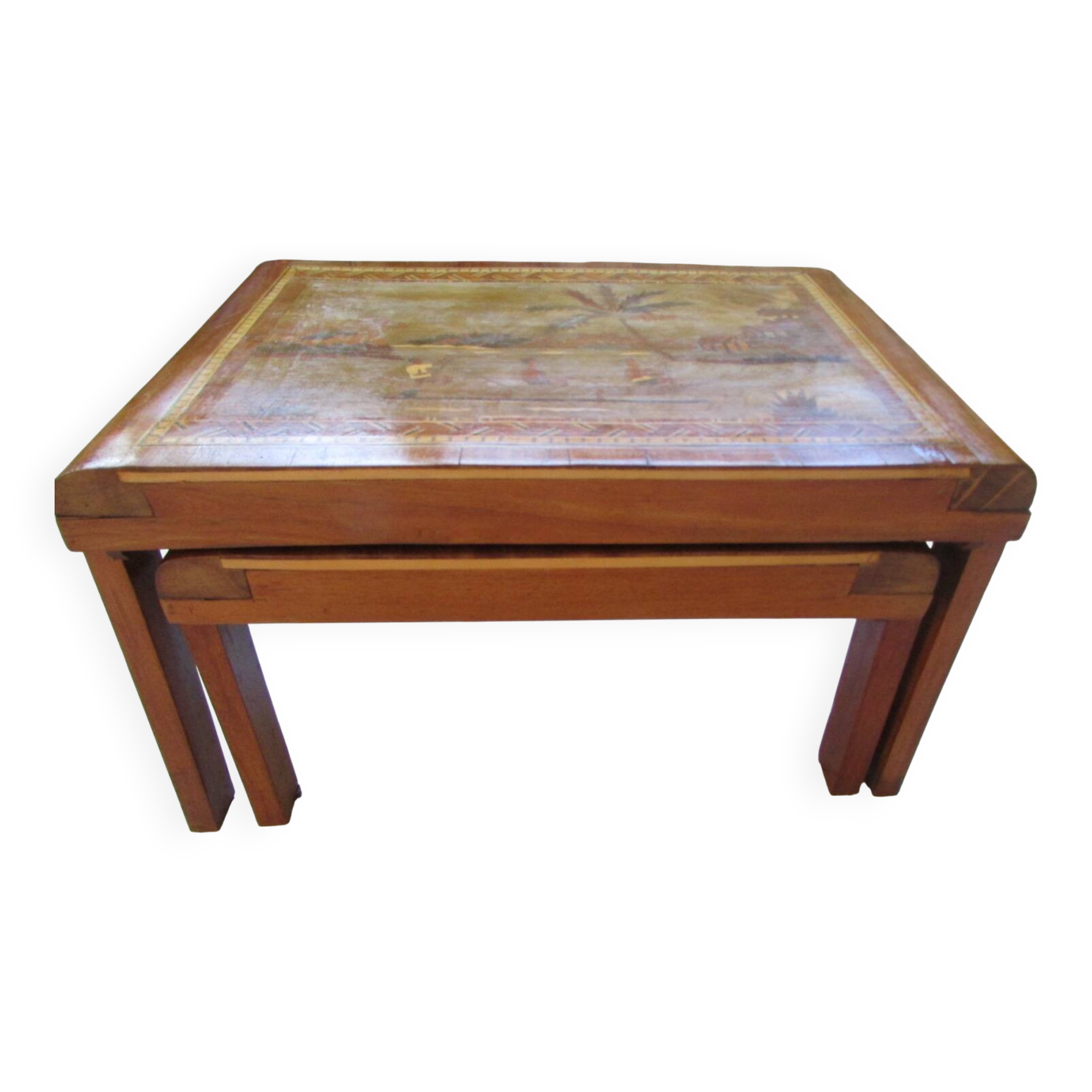 Paire de tables gigognes marquetées, Art déco