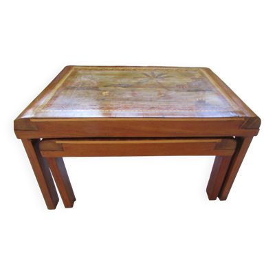 Paire de tables gigognes marquetées, Art déco