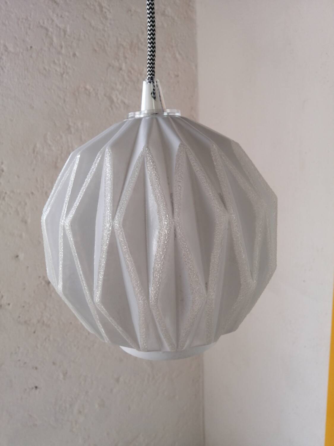 Vintage origami glass globe pendant light