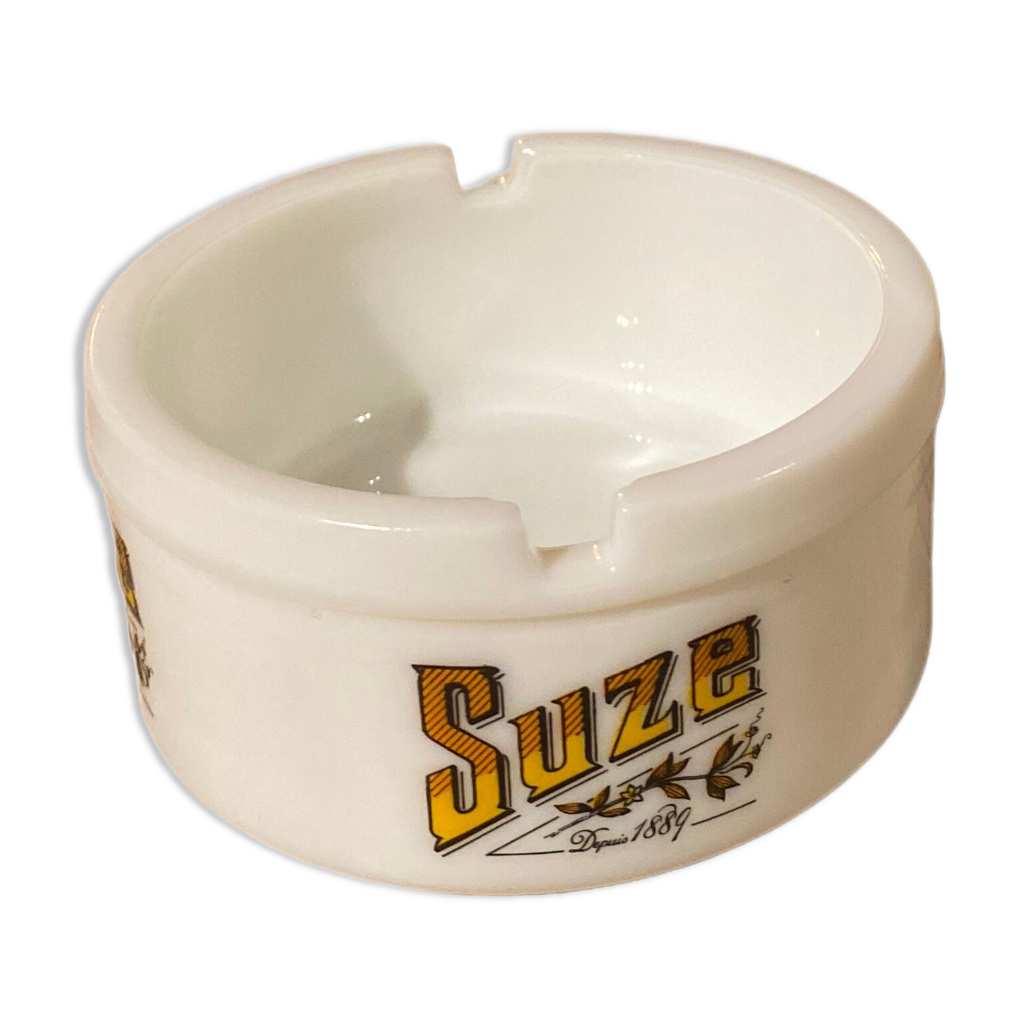 Vintage white Suze ashtray