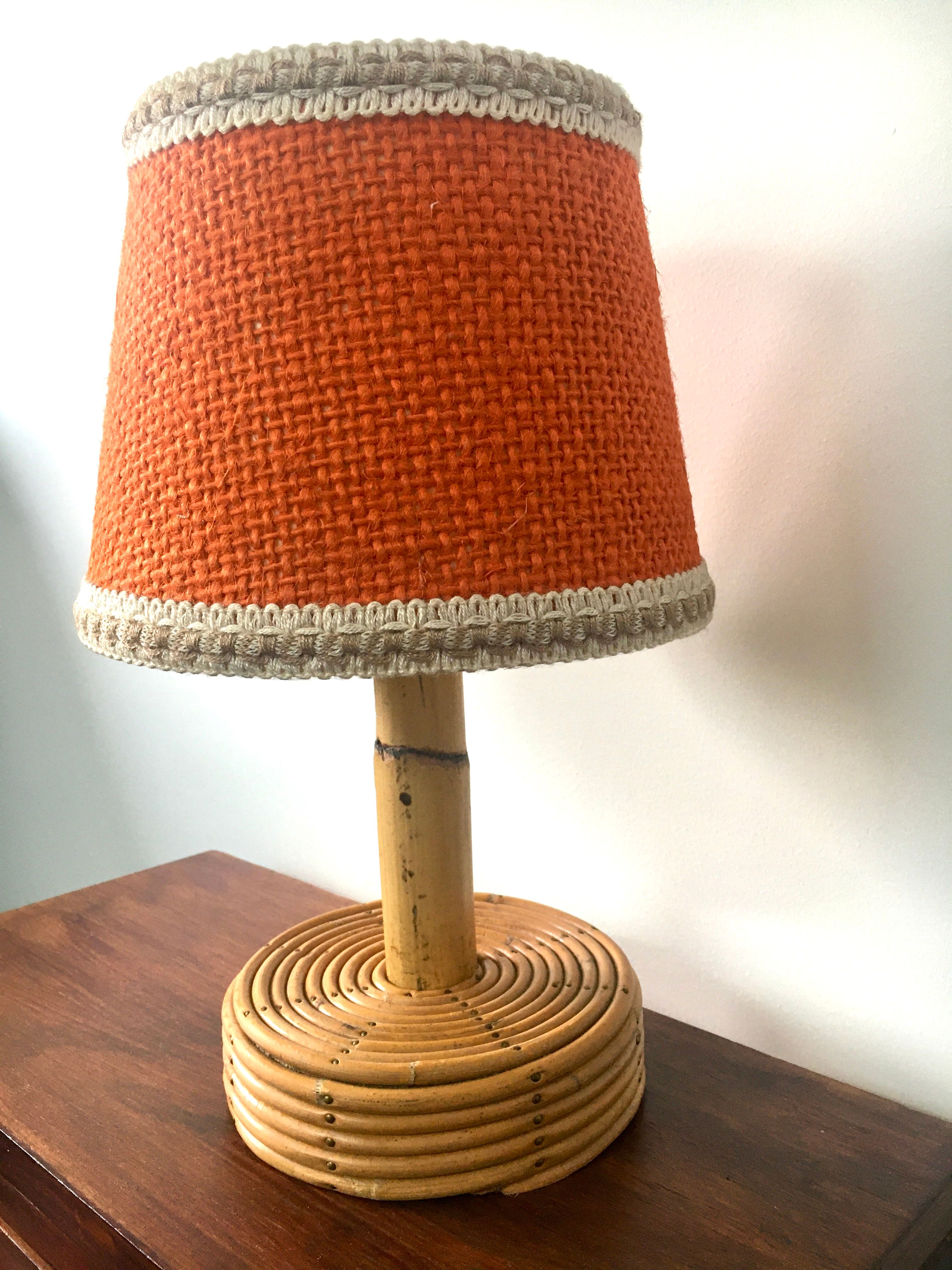 Vintage natural rattan lamp 60s