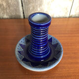 Paire de bougeoirs betschdorf schmitter céramique bleue vintage