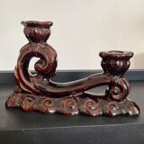Pair of Art Deco candlesticks in glazed ceramic