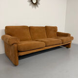 Three-seater alcantara canapé design by Tobia Scarpa for BB ITALIA vintage.