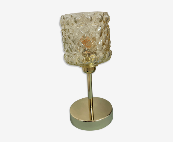 Lampe à poser - globe en verre ambré