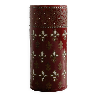 Small antique roller vase in red enamelled ceramic