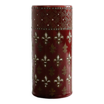 Petit vase rouleau ancien en céramique émaillée rouge