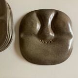 Set of 8 mid century modern stoneware potter's plates to identify