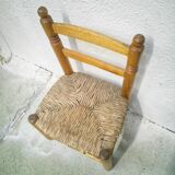 Children's chair wood and straw
