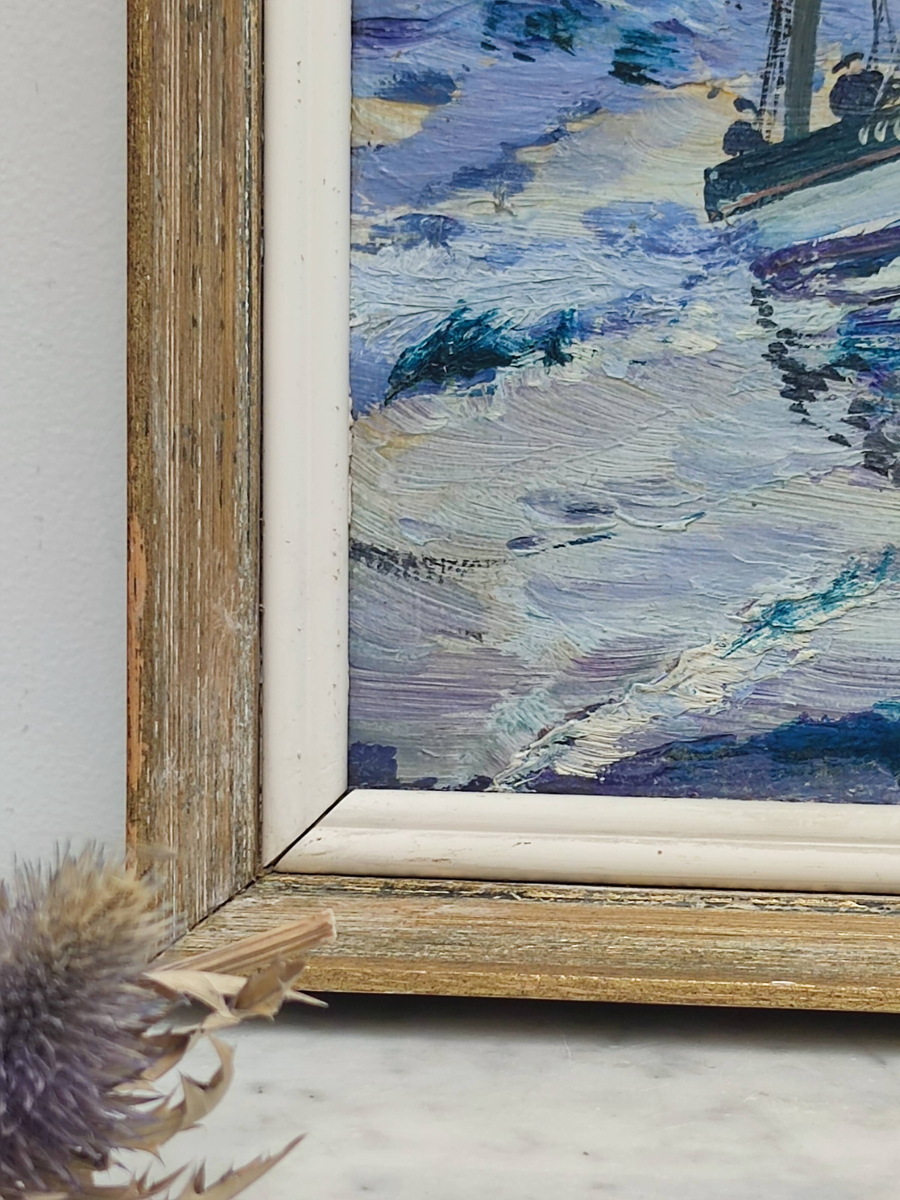 Oil on panel "sailboats"