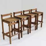 Vintage wooden bar stools 1960, set of 4