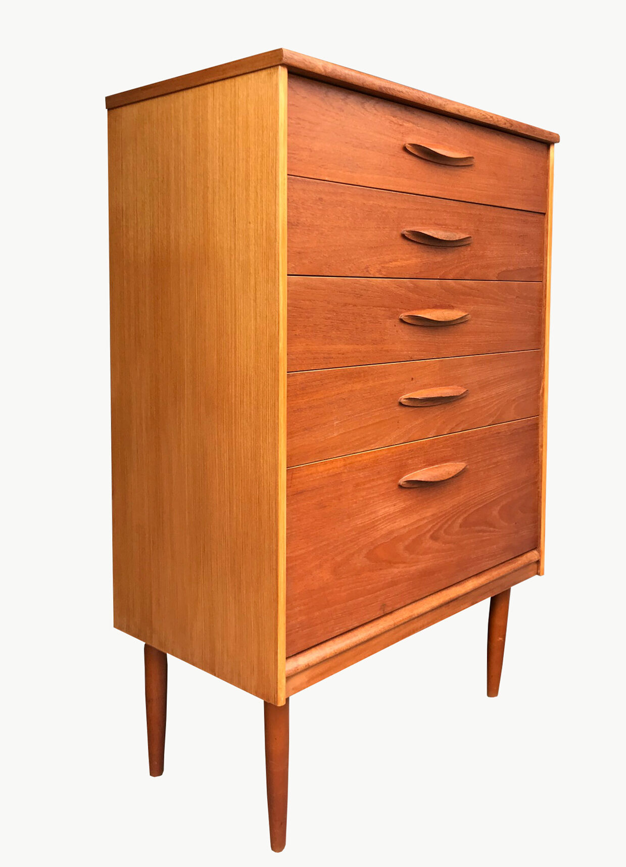 Tall teak chest of drawers from the 1960s