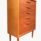 Tall teak chest of drawers from the 1960s