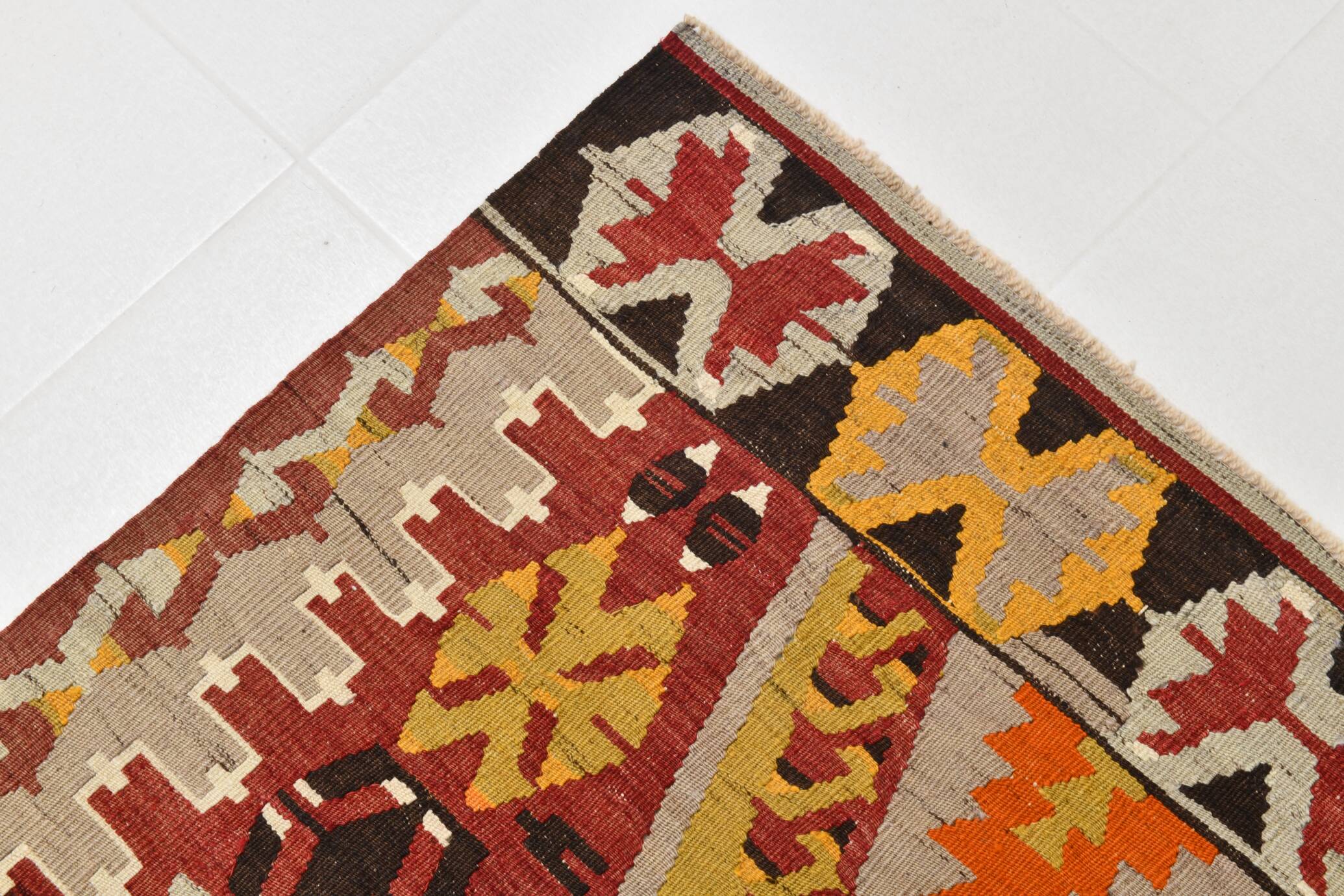 6x9 Large Geometric Style Multicolor Style Wool Vintage Kilim Rug,182x283cm