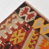 6x9 Large Geometric Style Multicolor Style Wool Vintage Kilim Rug,182x283cm