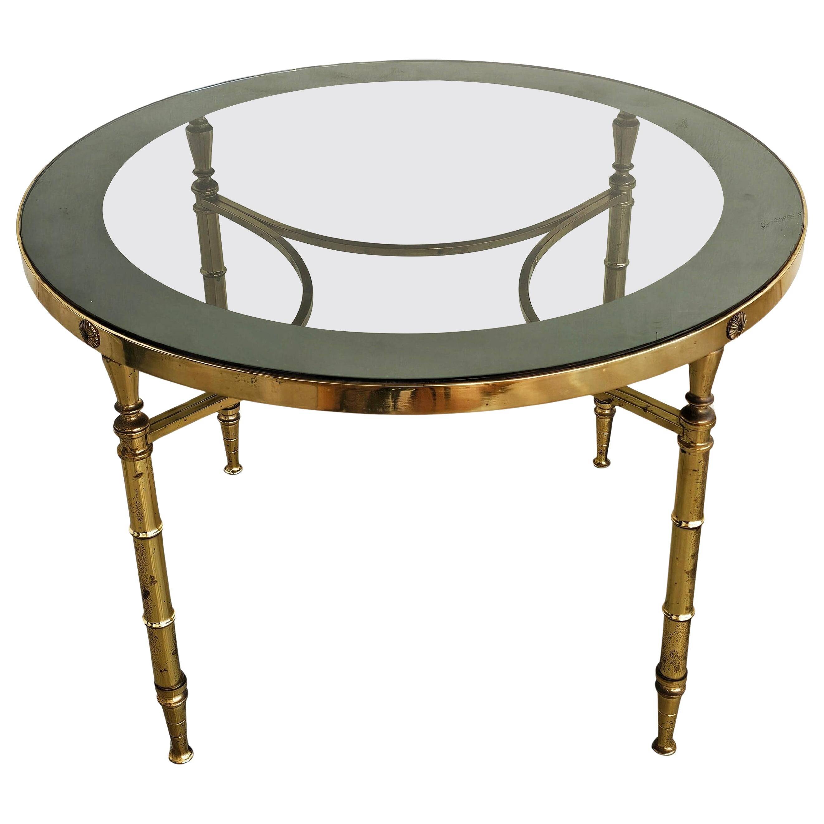 Circular bronze-gilded coffee tables Hollywood Regency Maison Charles