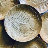 Stoneware plates fish decoration