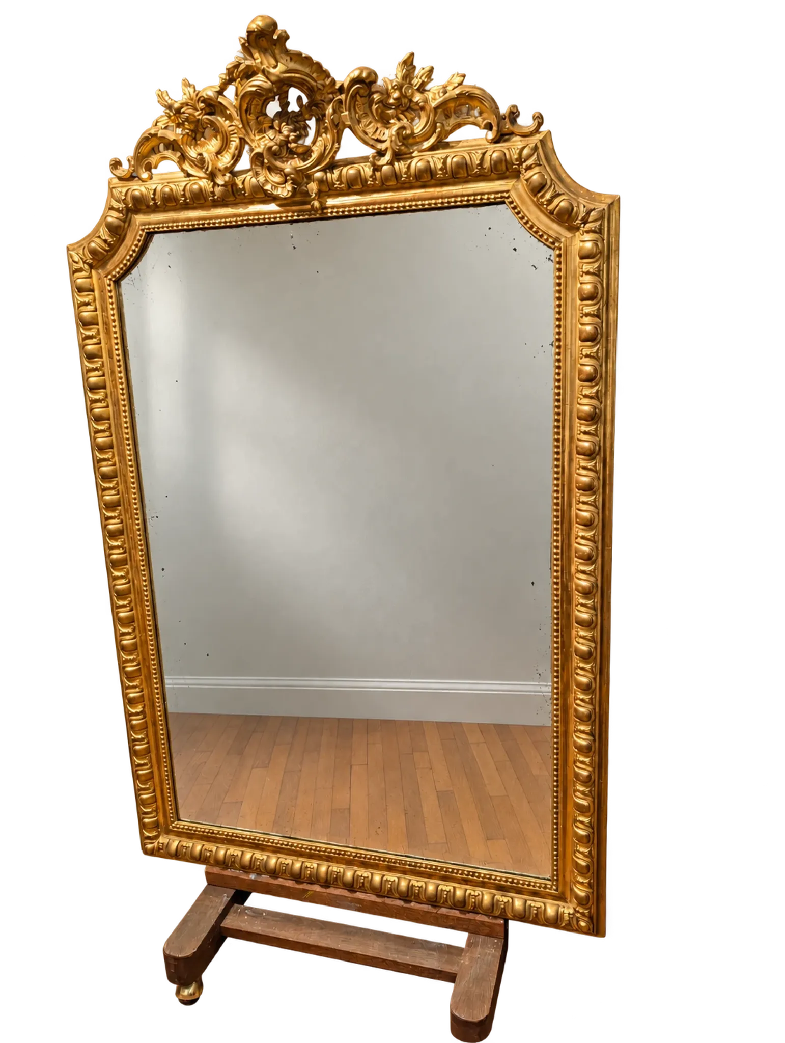 Large antique gilded mirror in Louis XV style