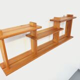 Vintage pine wall shelf in Maison Regain style from the 80s