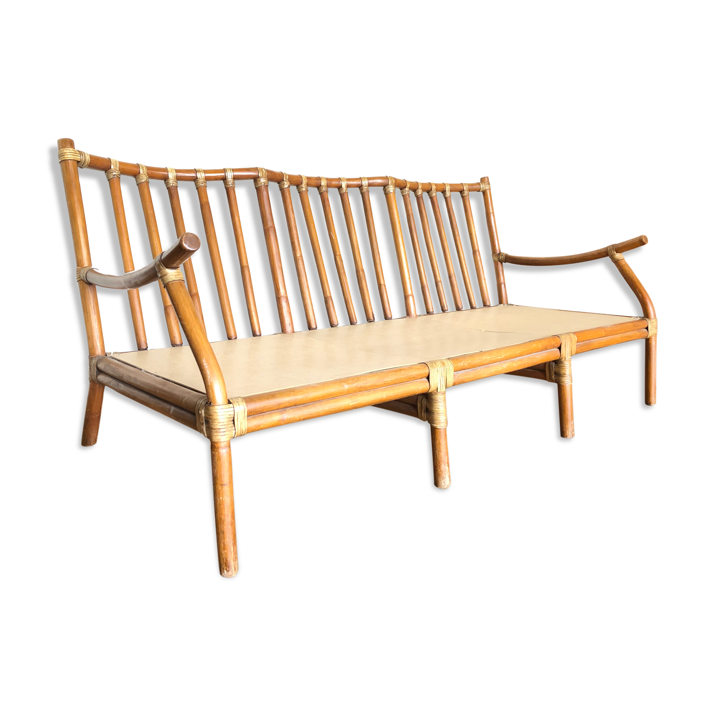 Banquette rotin vintage