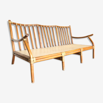 Vintage rattan bench