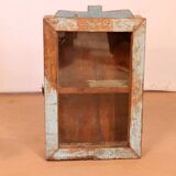 Burmese teak wall display case with original polychrome patina