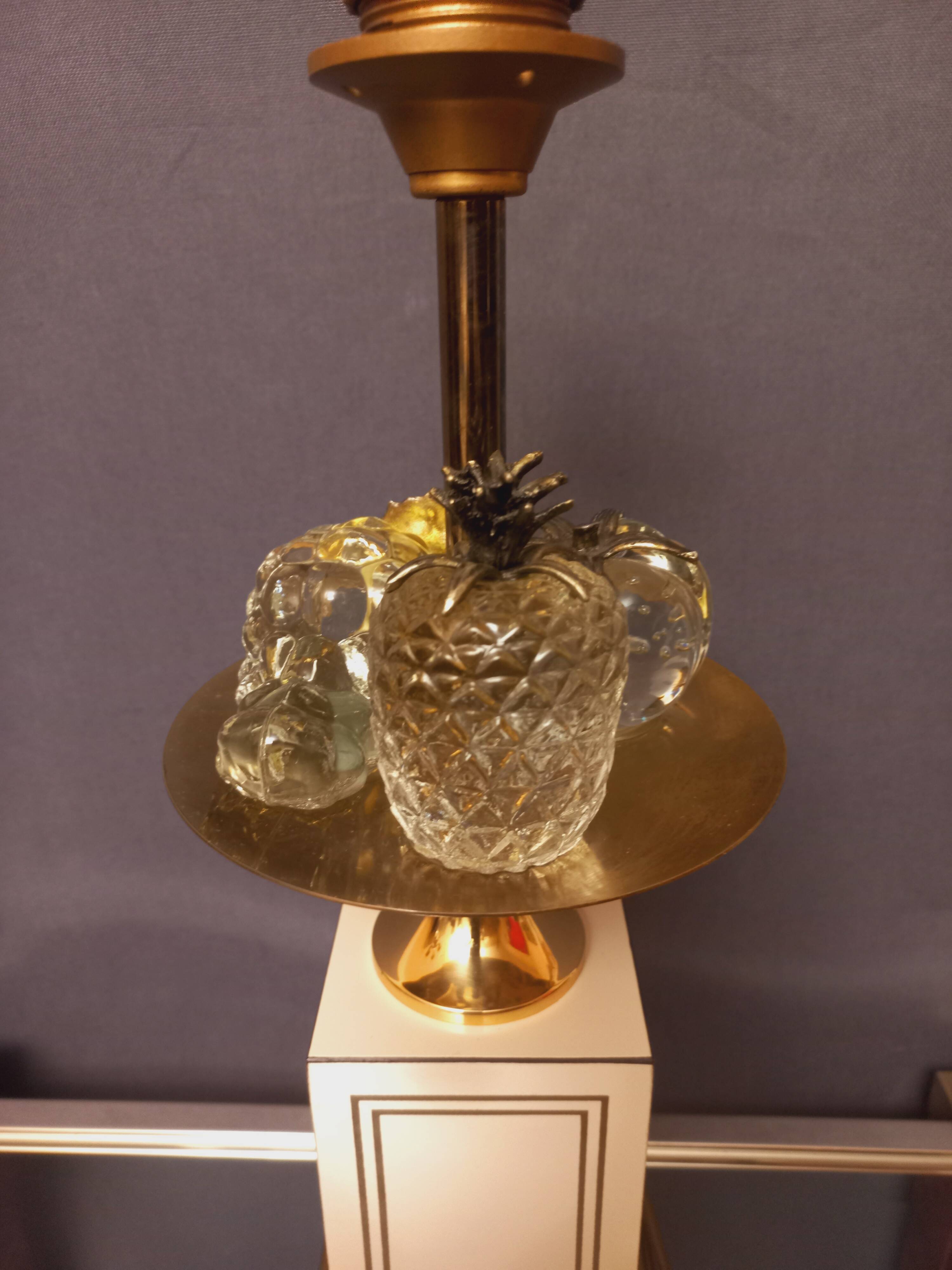 Large designer lamp in brass and ivory lacquer