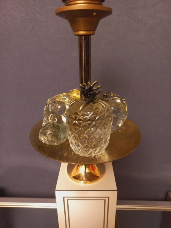 Grande lampe Design en laiton et laque ivoire