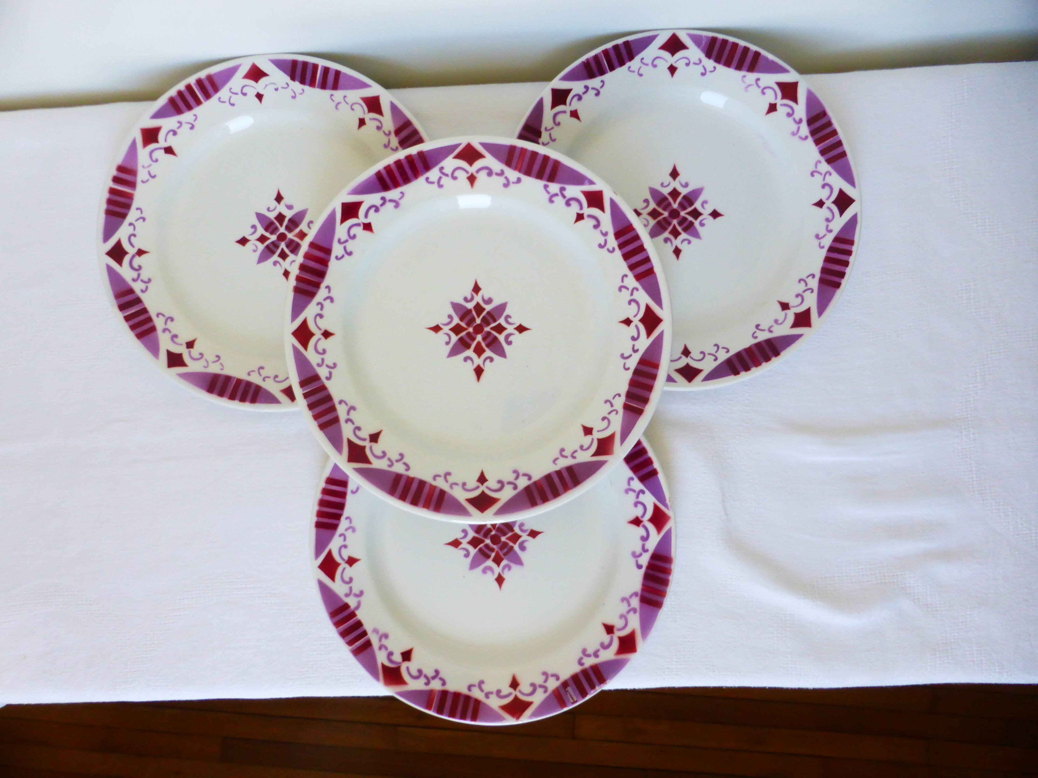 4 flat plates made of ironstone from Moulin des Loups and Hamage 2106193