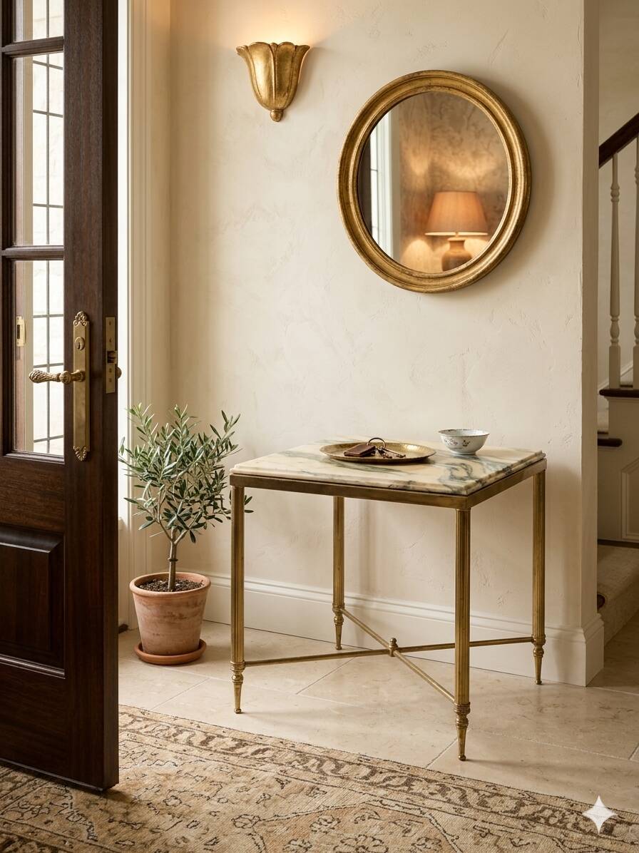1960s brass and marble side table