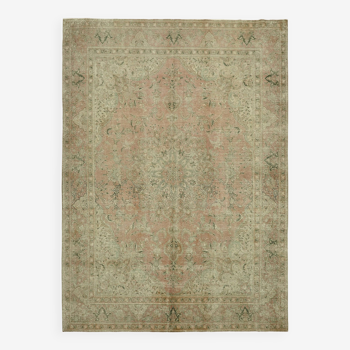 Hand-Knotted Anatolian Vintage 1970s 286 cm x 396 cm Beige Wool Carpet