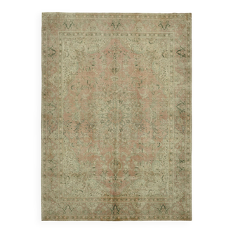 Tapis anatolien vintage 1970 noué à la main en laine beige 286 cm x 396 cm