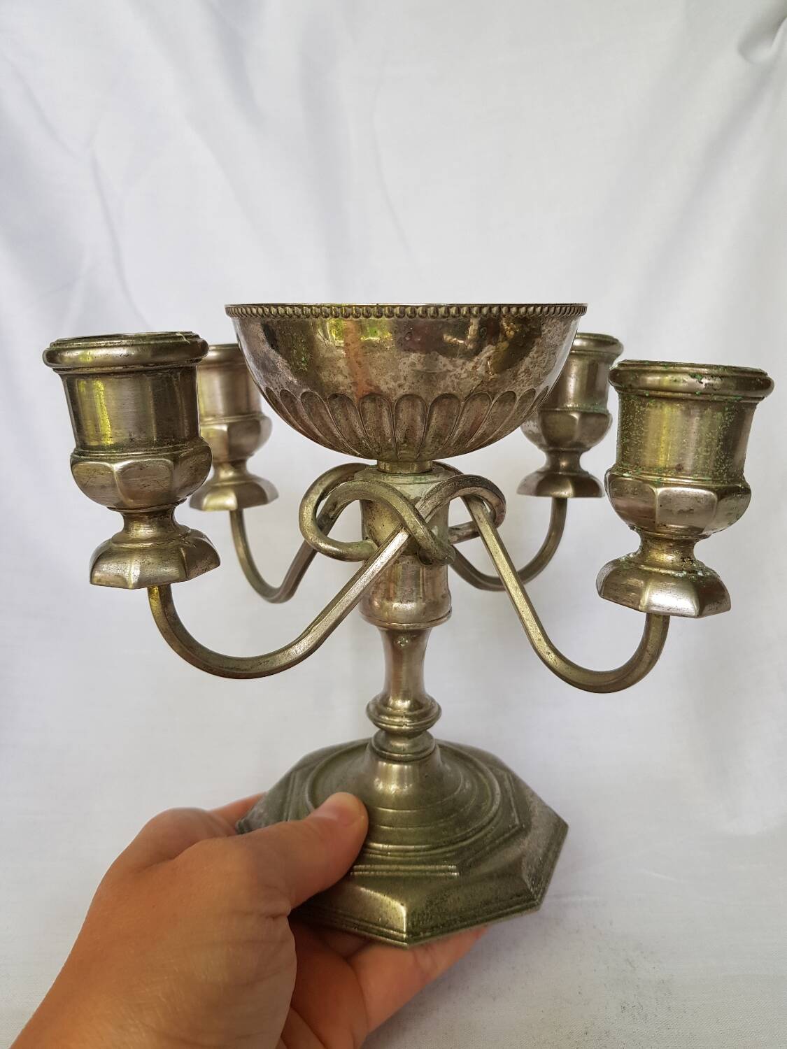 Bougeoir argent plaqué Grenadier vintage
