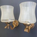 Paire d'appliques murales dorées vintage France