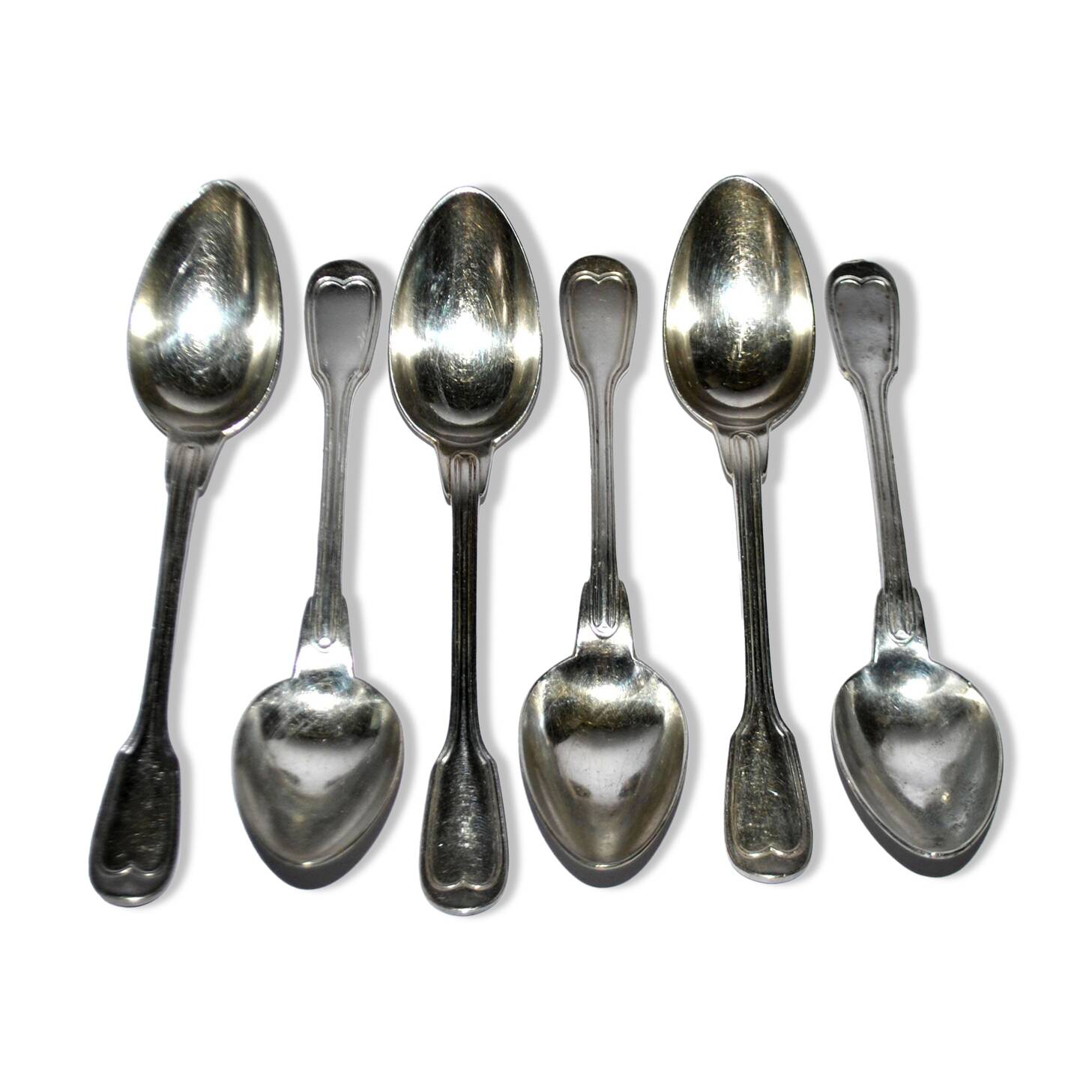 Set of 6 CHRISTOFLE Chinon coffee spoons, 14cm filet model