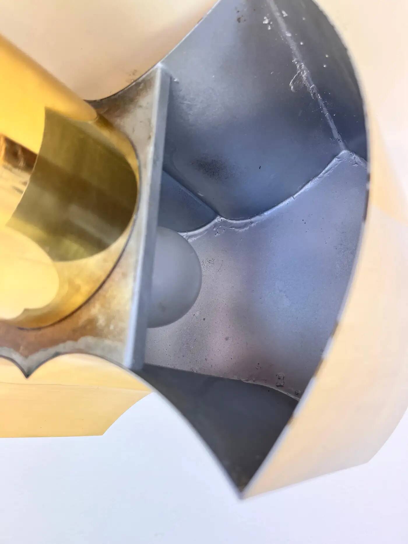 Big design brass table lamp - Czechoslovakia, 1980s