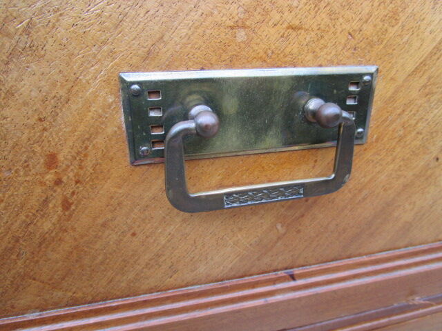 Low art-deco wood and marble chest of drawers