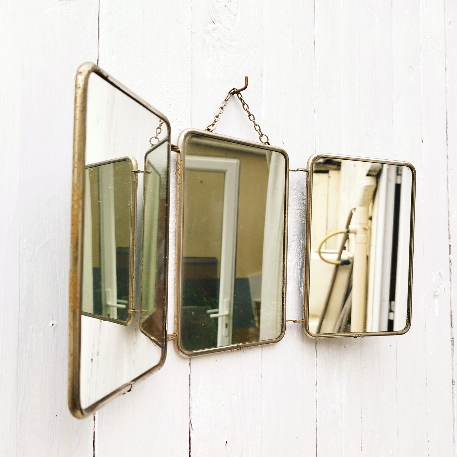 Vintage 50's triptych barber mirror