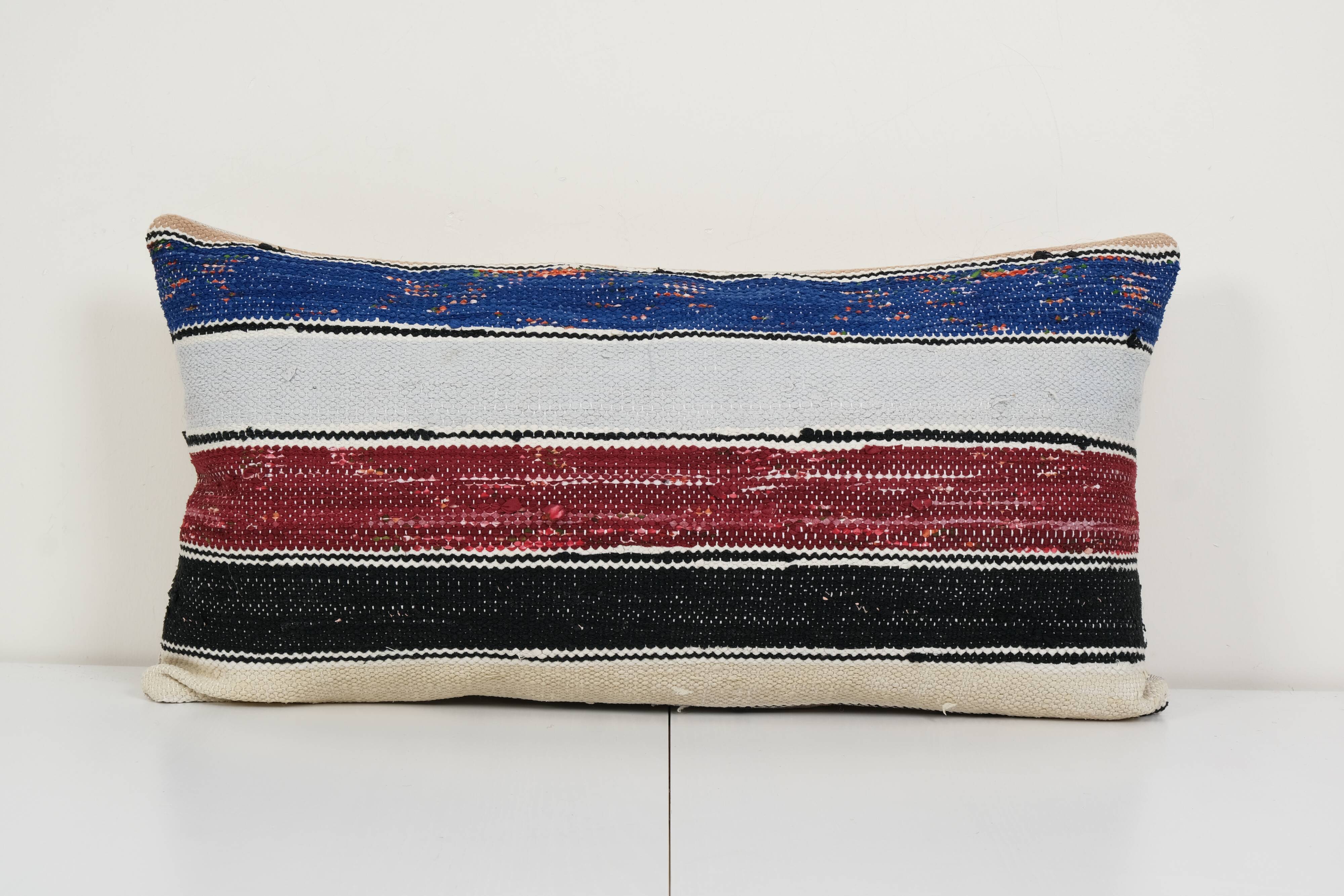 14" x 26" Oriental Boho pillow Kilim pillow cover Chair pillow Small Oblong, Turkish Lumbar Kilim