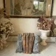 pair of obelisk bookends in grey/brown marble Art Deco style