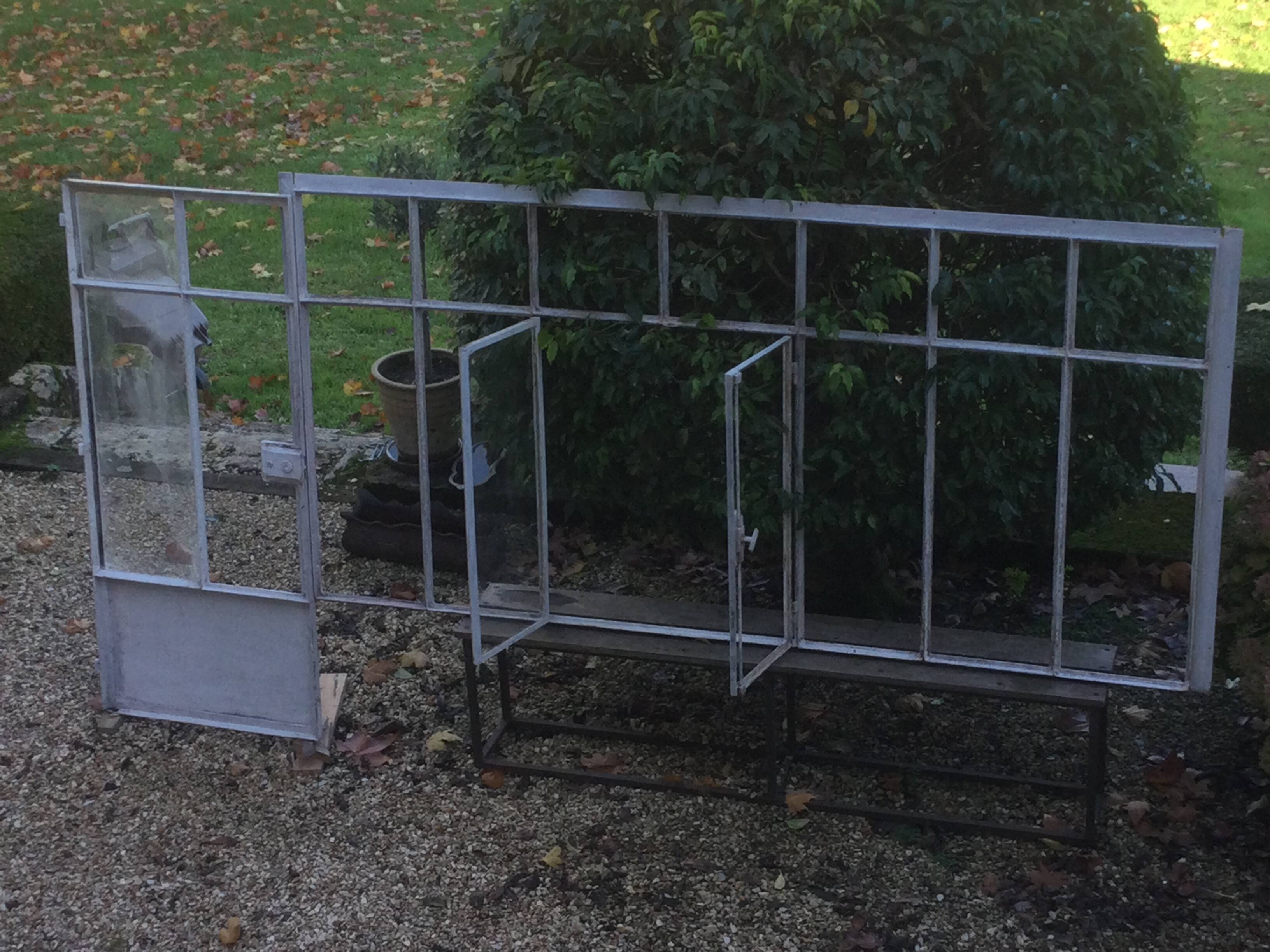 Old glass roof with door and window