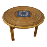 Rattan coffee table attributed Audoux Minnet