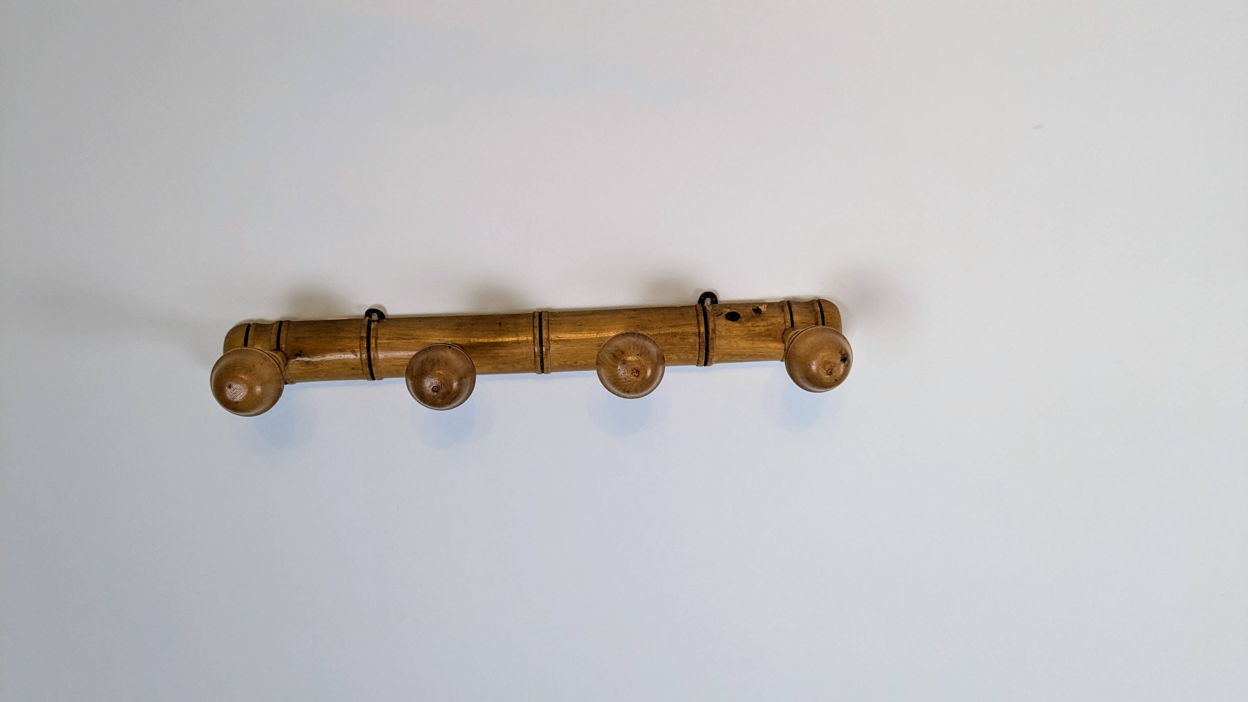 Vintage bamboo wall hook with 4 hooks – bohemian chic style